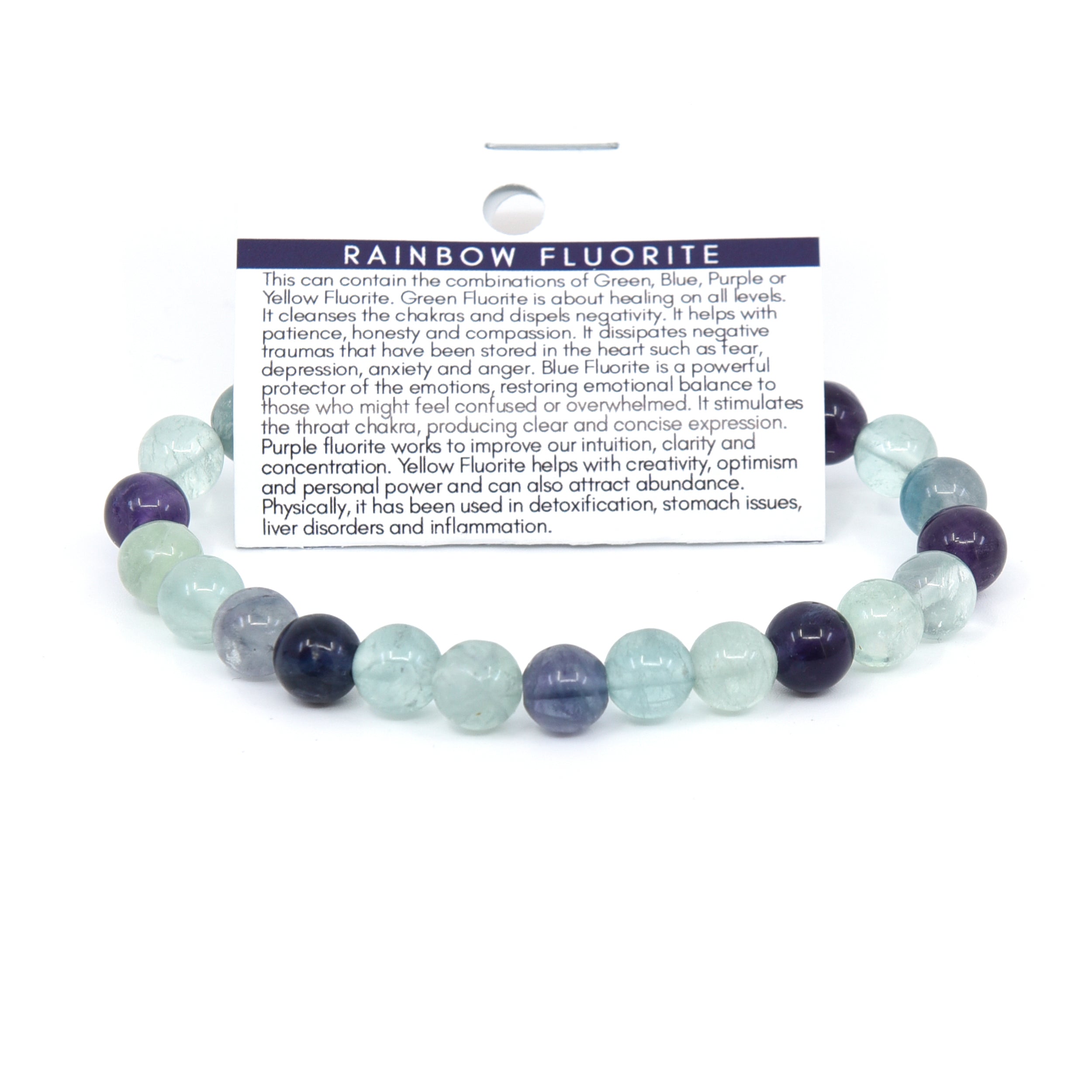 Fluorite Amethyst Natural Gemstone 8mm Bead Stretch Charm Bracelet –  Crystal Gemstone Shop
